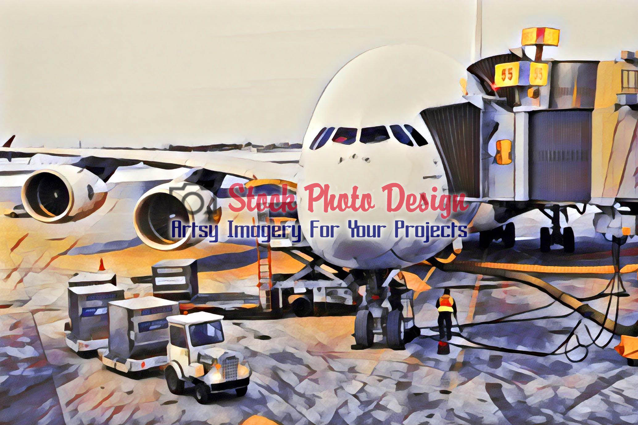Large Airplane at the Airport 2 - Dimensions: 2068 by 1380 pixels