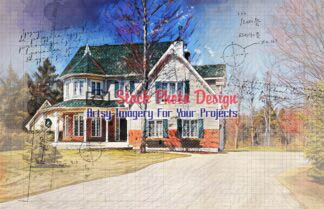 Modern Country House Sketch Drawing 1