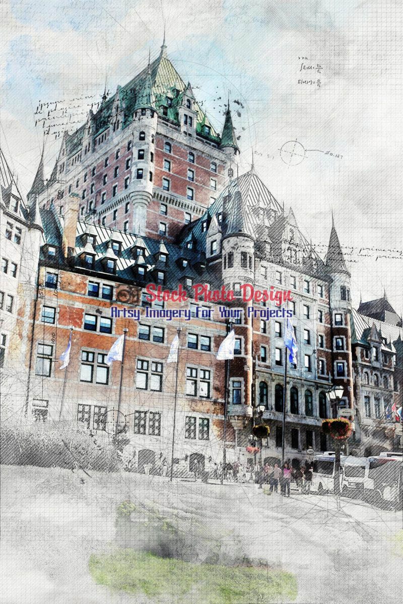 Historic Chateau Frontenac with Grunge Effect 1 - Dimensions: 2133 by 3200 pixels