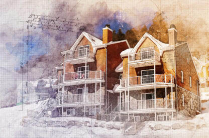 Winter Condominiums Grunge Sketch 1