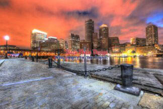 Beautiful Boston Cityscape at Night in HDR