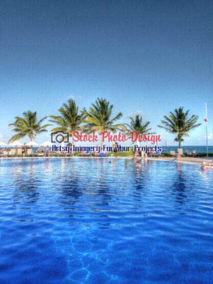 Caribbean Pool with Palm Trees in HDR - Dimensions: 1875 by 2500 pixels