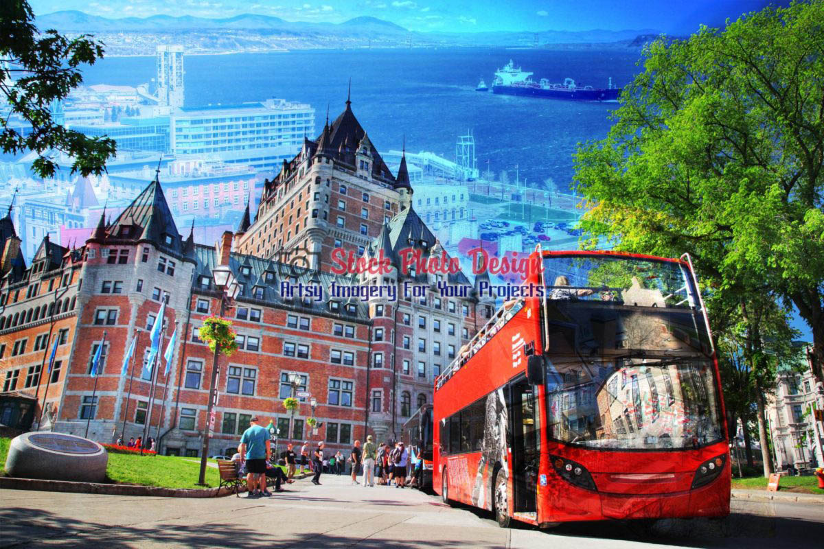 Quebec City Bus Photo Montage 01 - Dimensions: 3000 by 2000 pixels