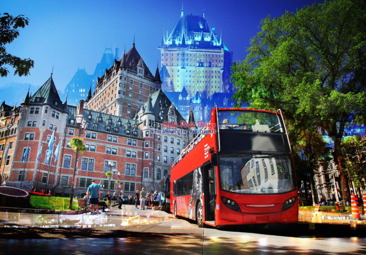 Quebec City Bus Photo Montage 04 - Dimensions: 5354 by 3744 pixels