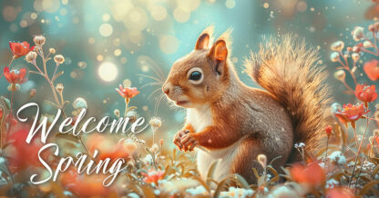 Welcome Spring - Small Red Squirrel in Nature Image