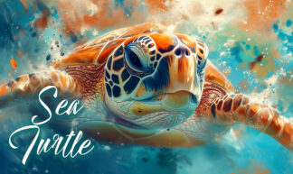 Sea Turtle - Underwater Front View Image